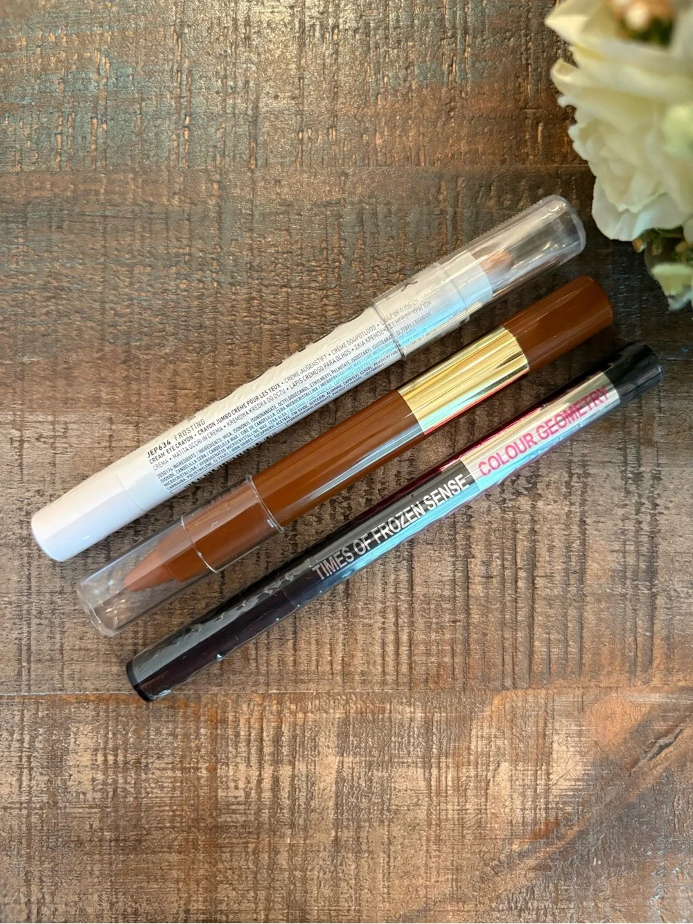 NYX Jumbo Eye Pencil FROSTING + ELLEN TRACY Eyeliner Stick BROWN + 36H Eyeliner!